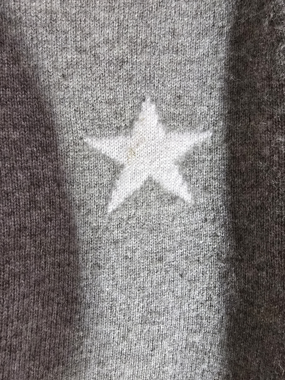 Philosophy 100% Cashmere Gray Crewneck Sweater with White Star Pattern - Picture 4 of 6